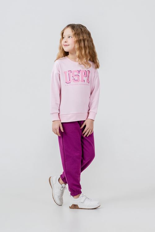 4-14 Yaş Lisanslı Us Polo Assn Kız Çocuk Takım-Pembe