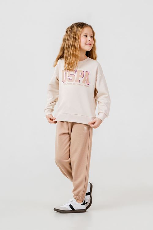 4-14 Yaş Lisanslı Us Polo Assn Kız Çocuk Takım-Latte