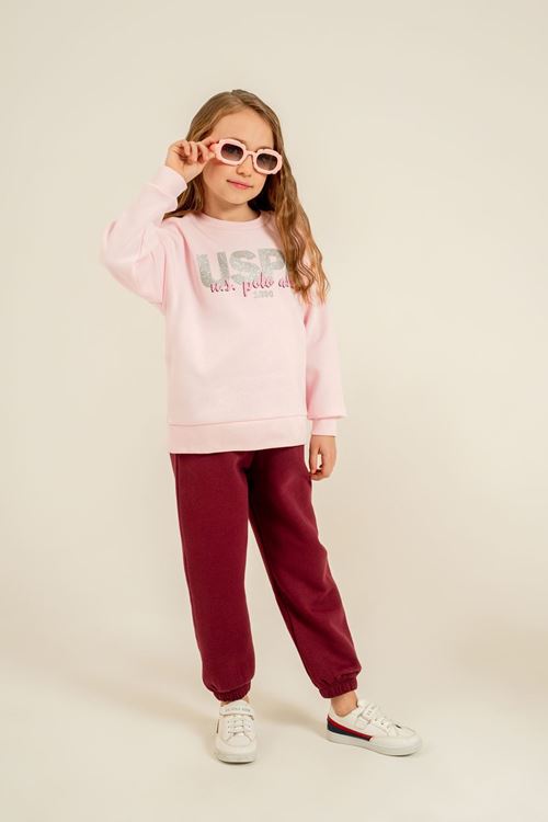 4-14 Yaş Lisanslı Us Polo Assn Kız Çocuk Takım-Pembe