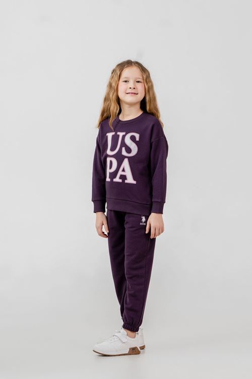 4-14 Yaş Lisanslı Us Polo Assn Kız Çocuk Takım-Mor