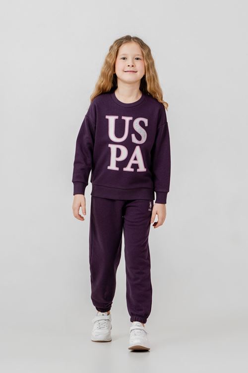 4-14 Yaş Lisanslı Us Polo Assn Kız Çocuk Takım-Mor