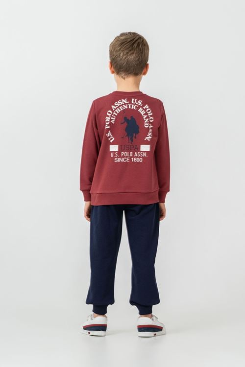 4-14 Yaş Lisanslı Us Polo Assn Erkek Çocuk Takım-Bordo