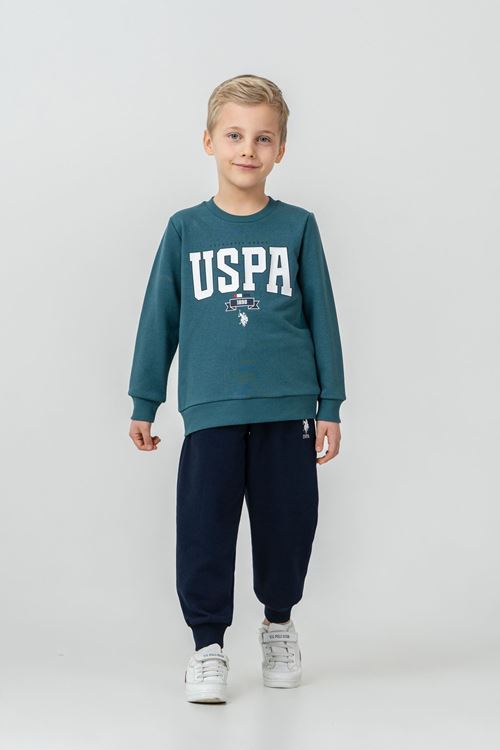 4-14 Yaş Lisanslı Us Polo Assn Erkek Çocuk Takım-Petrol