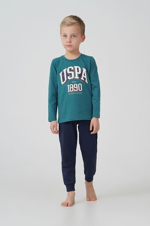 4-14 Yaş Lisanslı Us Polo Assn Erkek Çocuk Takım-Petrol