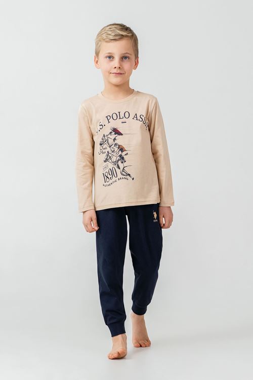 4-14 Yaş Lisanslı Us Polo Assn Erkek Çocuk Takım-Latte