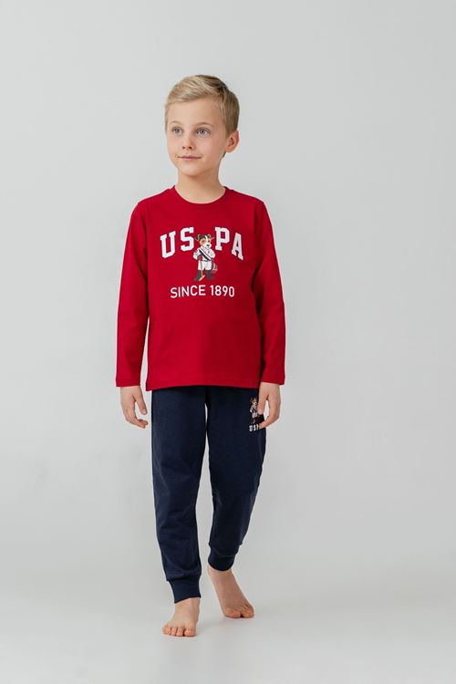 4-14 Yaş Lisanslı Us Polo Assn Erkek Çocuk Takım-Kırmızı