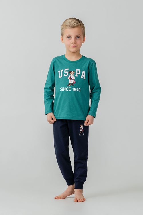 4-14 Yaş Lisanslı Us Polo Assn Erkek Çocuk Takım-Petrol