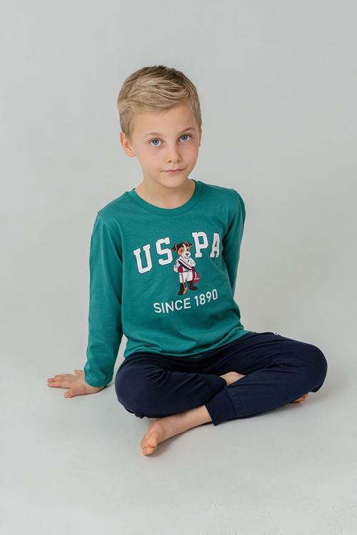 4-14 Yaş Lisanslı Us Polo Assn Erkek Çocuk Takım-Petrol