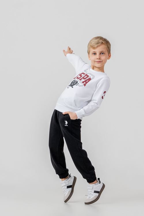4-15 Yaş Lisanslı Us Polo Assn Erkek Çocuk Takım-Ekru