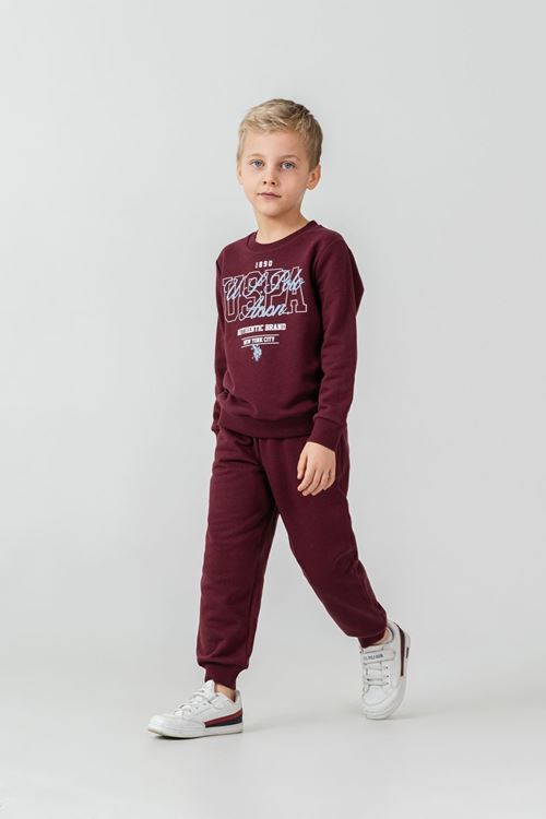 4-14 Yaş Lisanslı Us Polo Assn Erkek Çocuk Takım-Bordo