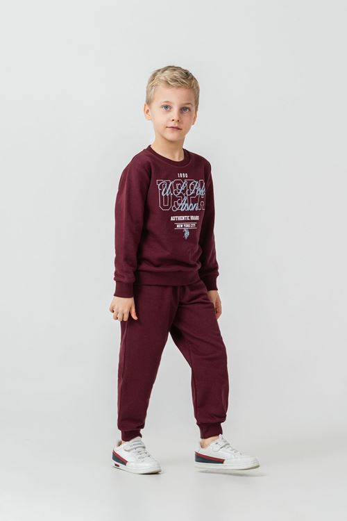 4-14 Yaş Lisanslı Us Polo Assn Erkek Çocuk Takım-Bordo