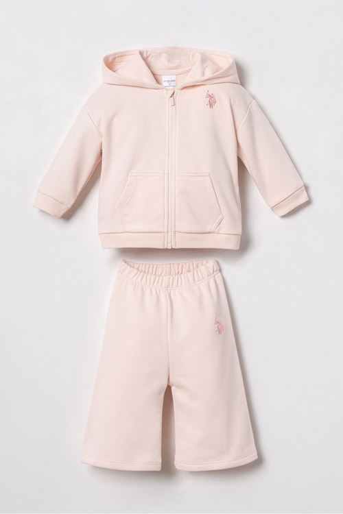 6-36 Ay Lisanslı Us Polo Assn Kız Bebek Takım-Pudra