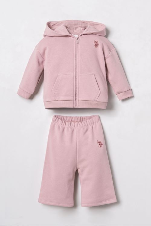 6-36 Ay Lisanslı Us Polo Assn Kız Bebek Takım-Gül Kurusu