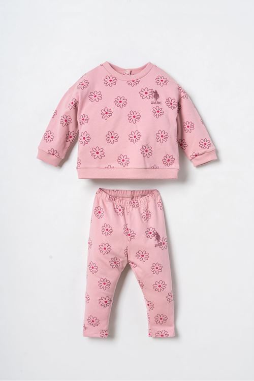 6-36 Ay Lisanslı Us Polo Assn Kız Bebek Takım-Pembe
