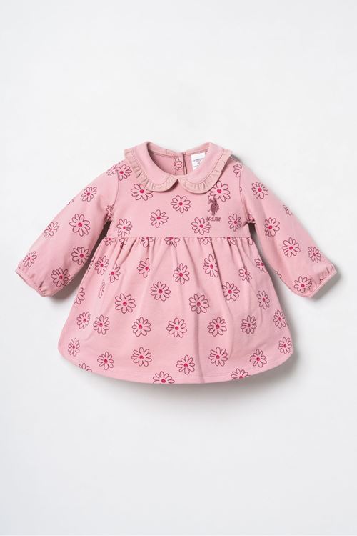 6-24 Ay Lisanslı Us Polo Assn Kız Bebek Elbise-Pembe