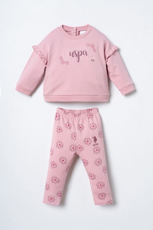 6-36 Ay Lisanslı Us Polo Assn Kız Bebek Takım-Pembe