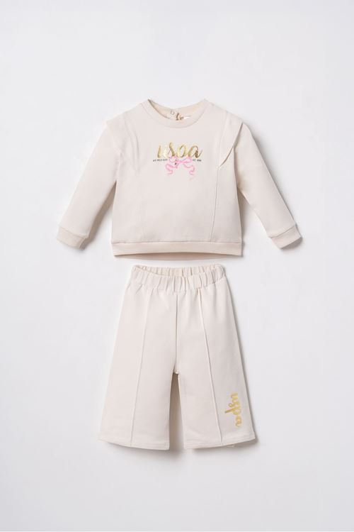 6-36 Ay Lisanslı Us Polo Assn Kız Bebek Takım-Ekru