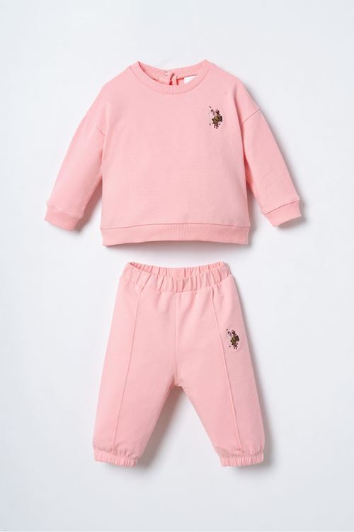 6-36 Ay Lisanslı Us Polo Assn Kız Bebek Takım-Pembe