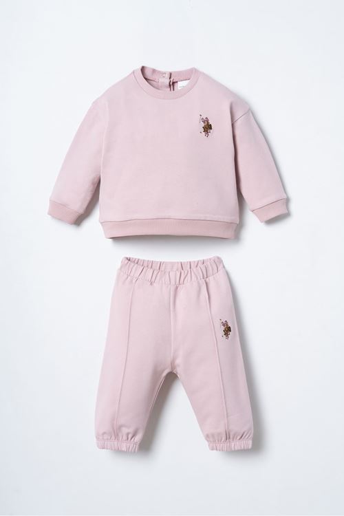 6-36 Ay Lisanslı Us Polo Assn Kız Bebek Takım-Pudra