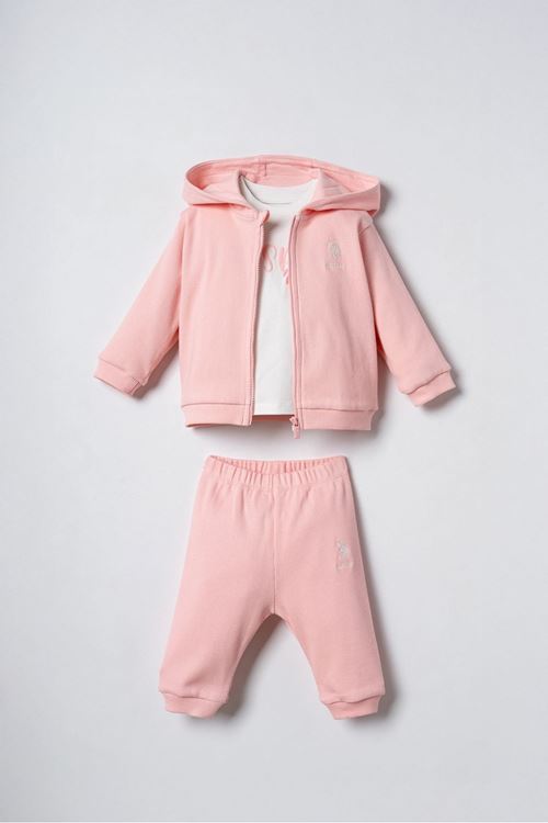 6-36 Ay Lisanslı Us Polo Assn Kız Bebek 3'Lü Takım-Şeker Pembe
