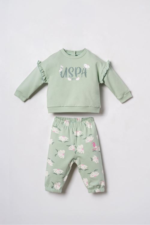 6-36 Ay Lisanslı Us Polo Assn Kız Bebek Takım-Su Yeşili