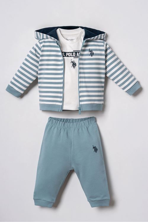 6-36 Ay Lisanslı Us Polo Assn Erkek Bebek 3'Lü Takım-Su Yeşili