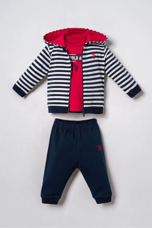 6-36 Ay Lisanslı Us Polo Assn Erkek Bebek 3'Lü Takım-Lacivert