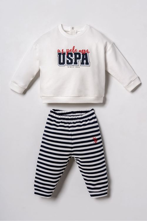 6-36 Ay Lisanslı Us Polo Assn Erkek Bebek Takım-Ekru