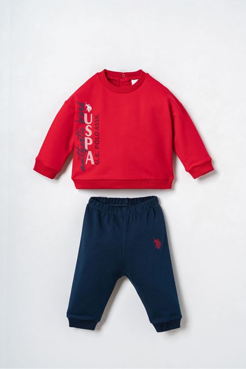 6-36 Ay Lisanslı Us Polo Assn Erkek Bebek Takım-Kırmızı