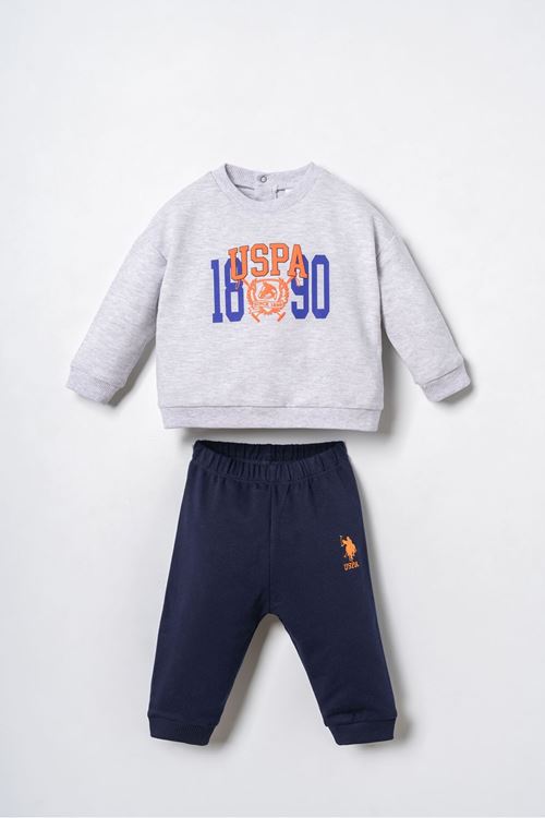 6-36 Ay Lisanslı Us Polo Assn Erkek Bebek Takım-Uzay Grisi