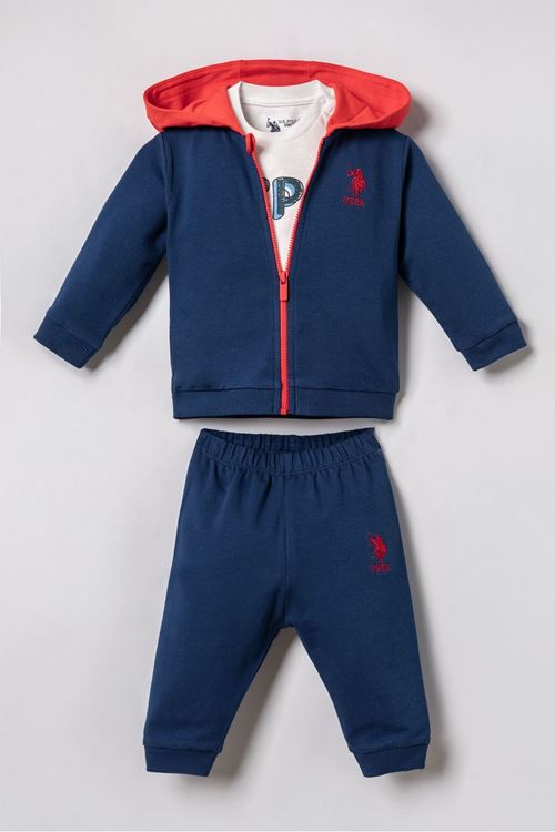 6-36 Ay Lisanslı Us Polo Assn Erkek Bebek 3'Lü Takım-Lacivert