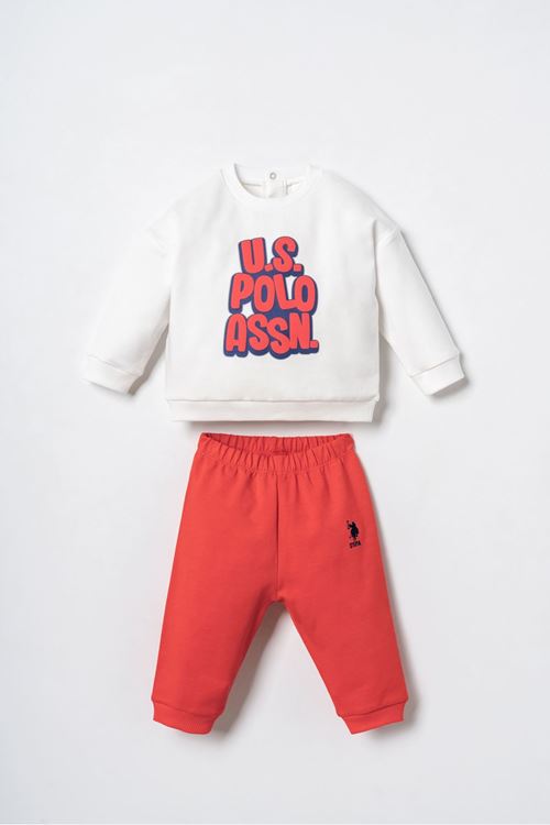 6-36 Ay Lisanslı Us Polo Assn Erkek Bebek Takım-Ekru