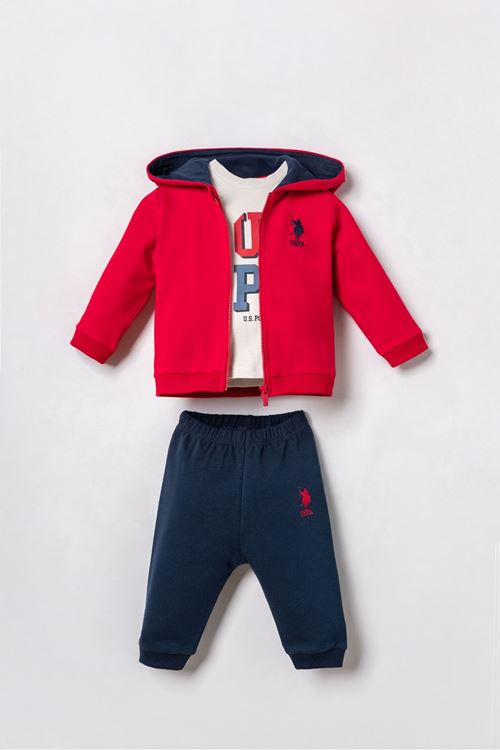 6-36 Ay Lisanslı Us Polo Assn Erkek Bebek 3'Lü Takım-Kırmızı