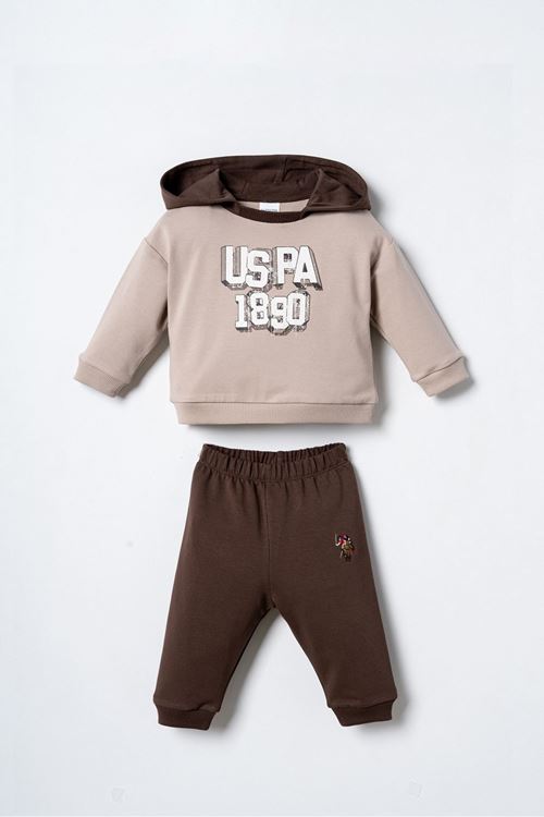6-36 Ay Lisanslı Us Polo Assn Erkek Bebek Takım-Latte