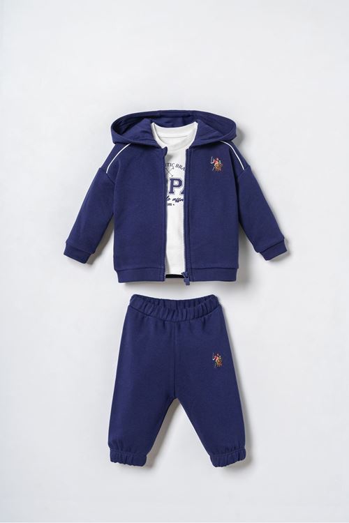 6-36 Ay Lisanslı Us Polo Assn Erkek Bebek 3'Lü Takım-Lacivert