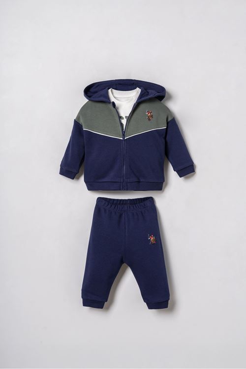 6-36 Ay Lisanslı Us Polo Assn Erkek Bebek 3'Lü Takım-Lacivert