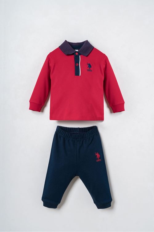 6-36 Ay Lisanslı Us Polo Assn Erkek Bebek Takım-Kırmızı