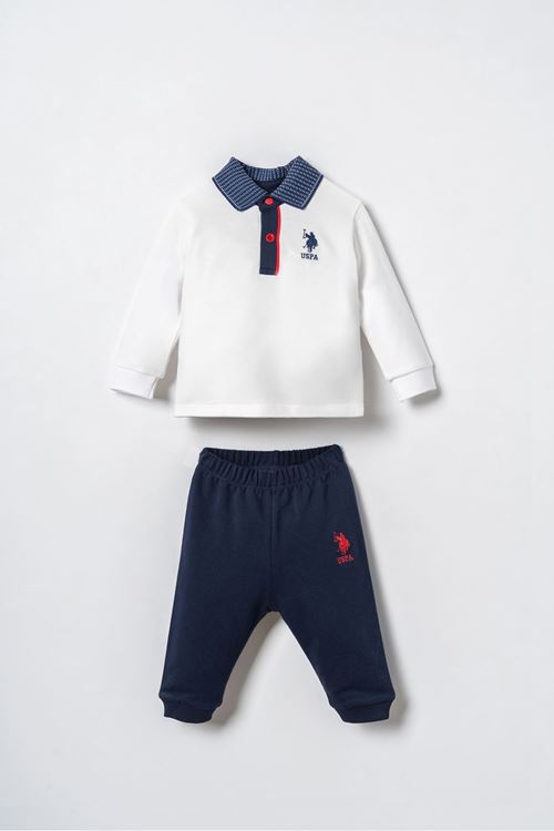 6-36 Ay Lisanslı Us Polo Assn Erkek Bebek Takım-Ekru