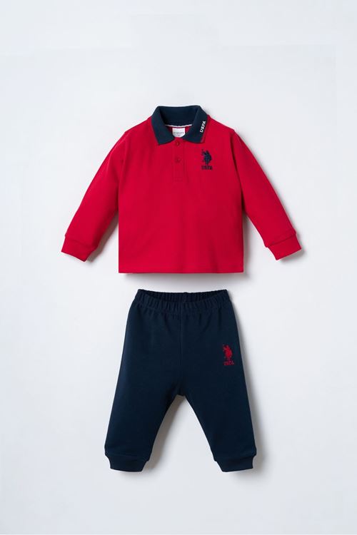 6-36 Ay Lisanslı Us Polo Assn Erkek Bebek Takım-Kırmızı