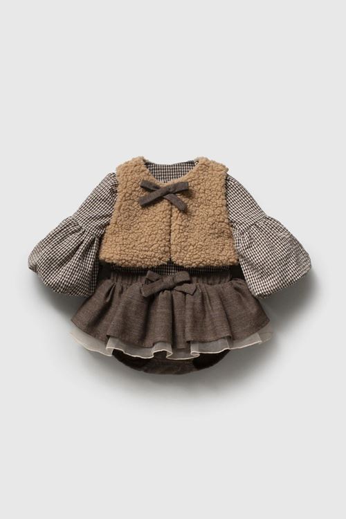 9-24 Ay Noelle Ruban Kız Bebek Takım-Mocca
