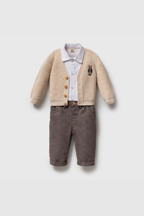 9-24 Ay Luca Matteo Erkek Bebek 3'Lü Takım-Latte