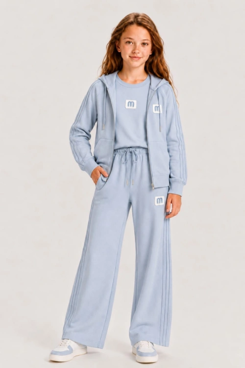9-15 Yaş Luxery Colorce Kız Çocuk 3'Lü Takım-Bebe Mavisi