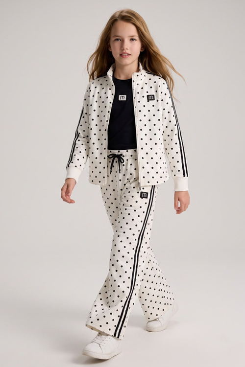 9-15 Yaş Prime Polka Design Kız Çocuk 3'Lü Takım-Ekru