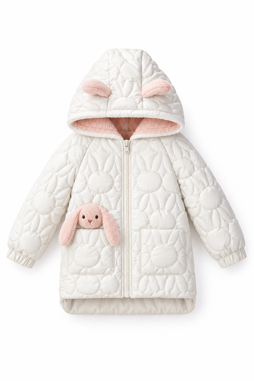 2-6 Yaş Rabbit Kukuule Kız Çocuk Mont-Ekru