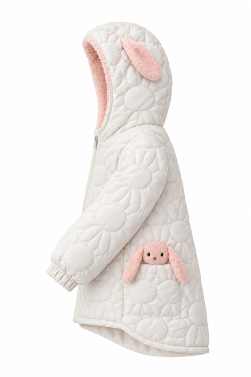 2-6 Yaş Rabbit Kukuule Kız Çocuk Mont-Ekru