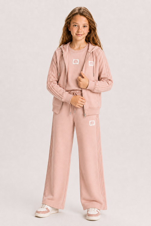 9-15 Yaş Luxery Colorce Kız Çocuk 3'Lü Takım-Pudra
