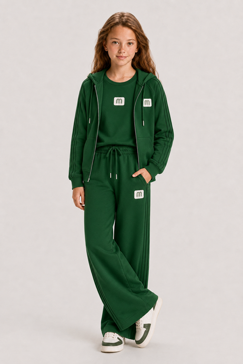 9-15 Yaş Luxery Colorce Kız Çocuk 3'Lü Takım-Benetton Yeşil
