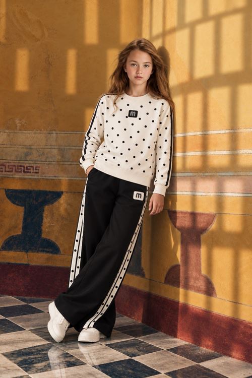 9-15 Yaş New Polka Line Kız Çocuk Takım-Siyah