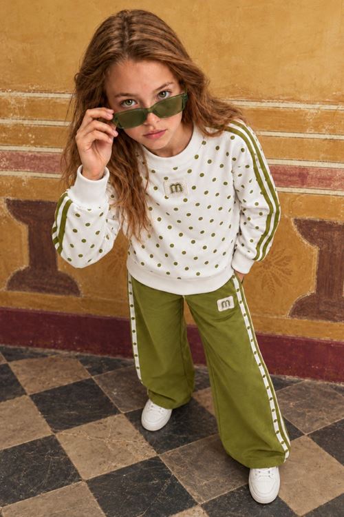 9-15 Yaş New Polka Line Kız Çocuk Takım-Fıstık yeşili