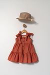  2-5 Yaş Lenora Kız Çocuk Şapkalı Elbise - Kiremit